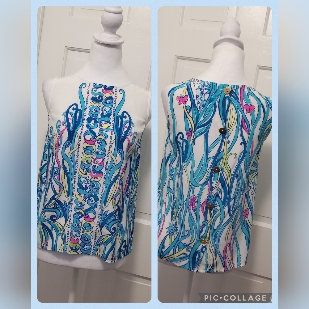 Lilly Pulitzer Iona Silk Tank Blouse Size XS, Preppy, Lightweight, Colorful